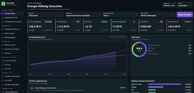 Valós Scepi Smart EMS vezetői dashboard